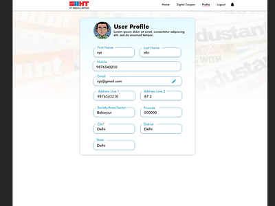 User profile form by Sapna Pathak on Dribbble
