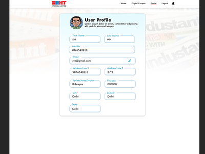 User profile form design form ui html css form html form ui design user profile ui xd