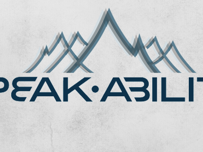 Peak Logo blue logo mountain typography