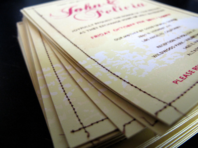 JG Wedding Invite invite mixed media screenprint stitching wedding