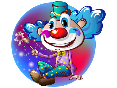 Сlown cartoon circus clown design illustration magic card magic show vector