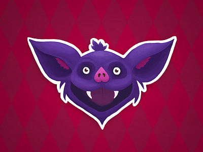 Bat - Halloween stickers collection autumn bat halloween horror octuber purple smile spooky