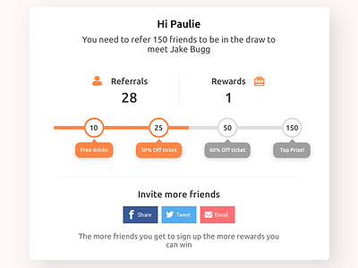 referral milestones points share webdesign