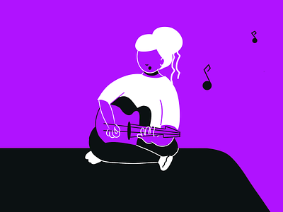 Some music design guitar hand drawn illustration listening music playing procreate purple