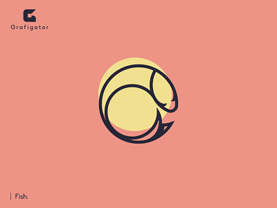 A Fish. circle fish creative design creative logo design fish fish logo flat design flying fish icon design logo minimal fish