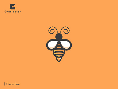 Clean Bee. bee bee logo clean logo creative design creative logo flat design honey honeybee icon design logo mascot logo modern logo