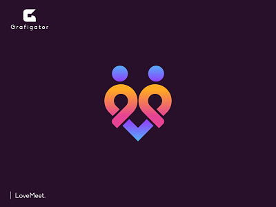 LoveMeet. creative design creative logo dating dating logo flat design gradient gradient logo heart heart logo icon design logo love love logo meet meeting logo