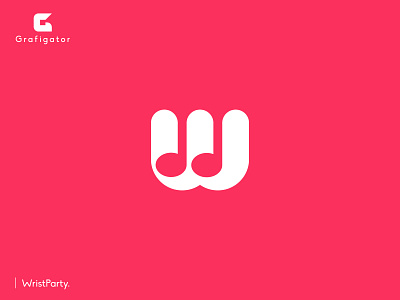 WristParty. creative design creative logo flat design icon design logo minimal logo music music logo party party logo w w icon w logo