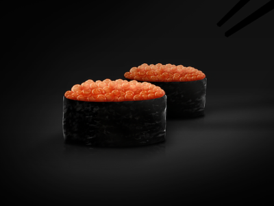 Ikura sushi dark ikura illustration skeumorphic sushi