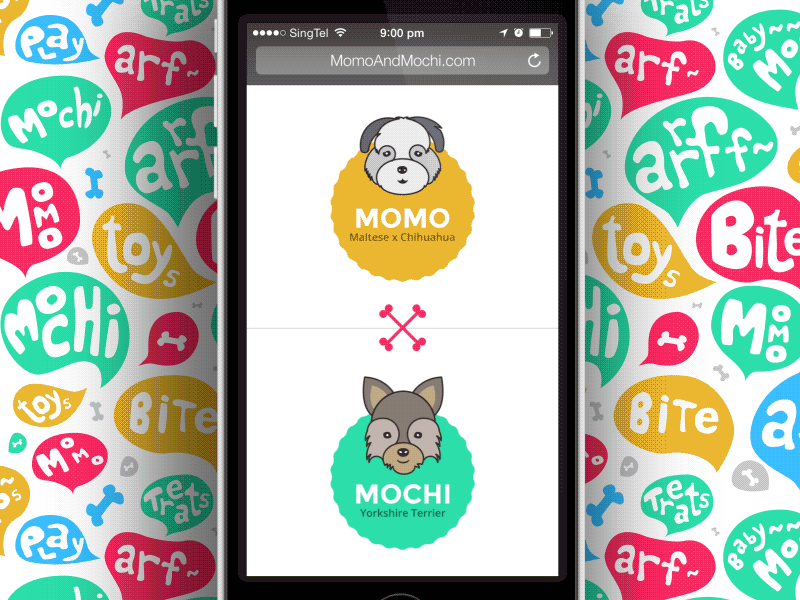 Momo & Mochi Mobile animation dogs flat illustration line mobile mochi momo