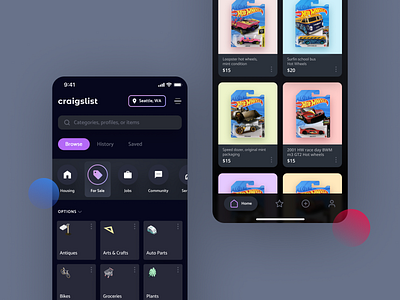 Craigslist dailyui dark design mobile redesign