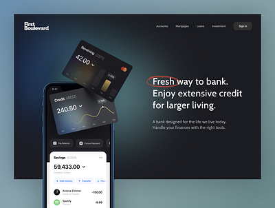 Banking Landing Page banking banking website bankingapp blue dailyui dark