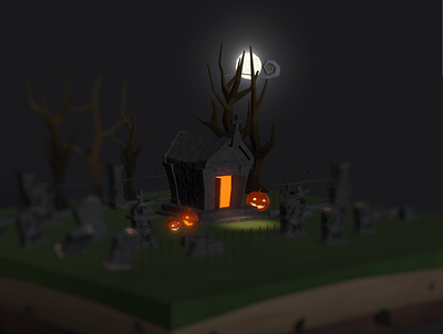 Working on a 3d Cemetery scene for halloween 3d 3d animation cinema4d halloween spooky