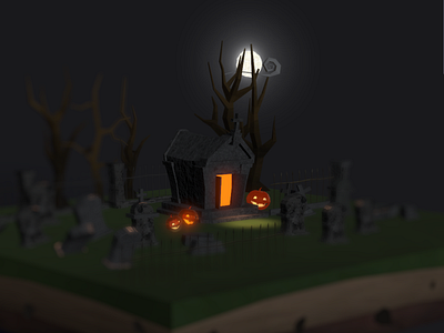 Working on a 3d Cemetery scene for halloween