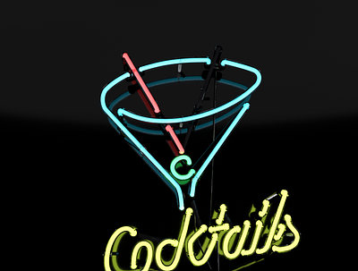 Neon Cocktail Sign. 3d branding logo neon neon sign typography