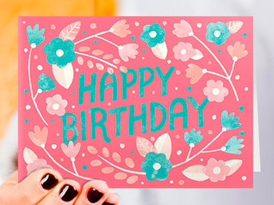 Help Ink birthday card floral flowers happy birthday help ink illustration stationery