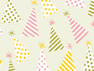 Party Hats illustration party hats pattern polka dots stripes