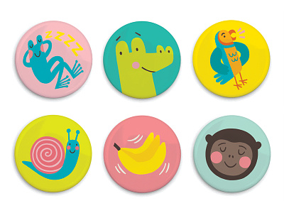 Murilla Gorilla Buttons animals buttons character colour fun illustration murilla gorilla