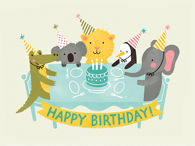 Party Animals animals animals in hats birthday card cardnest illustration party stationery