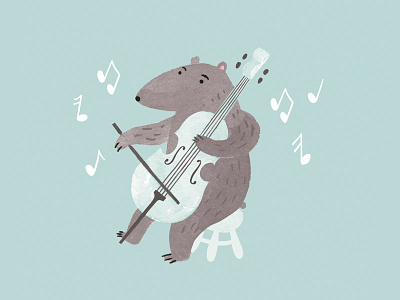 Musical Bear animals bear cello illustration instruments music