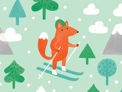 Fox Pattern fox illustration pattern skiing wilderness winter