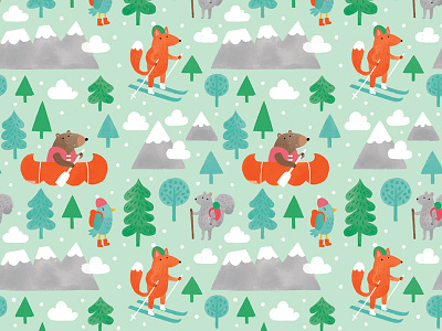 Kodomo Wear baby canmore illustration kodomo wear mountains pattern rockies wildlife woodland creatures