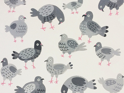 Pigeon Pattern gouache illustration painting pattern pigeons