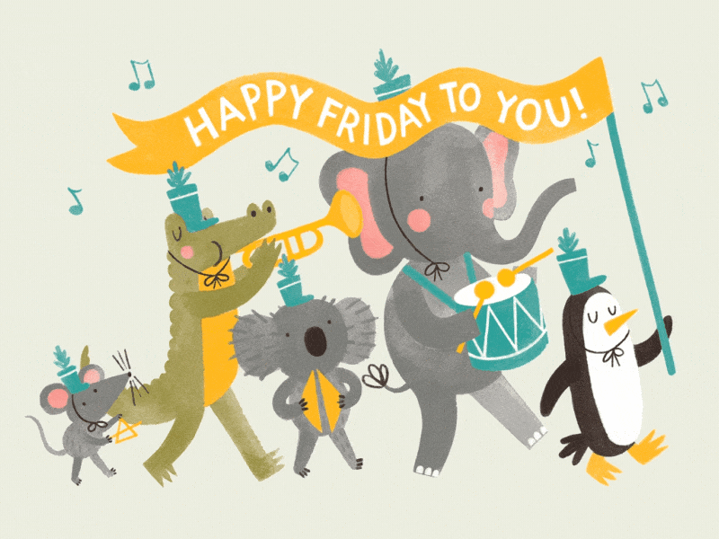 Happy Friday! animals animation cardnest illustration parade party animals