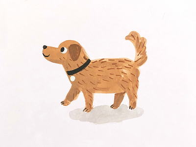 Dog animal cute dog fun gouache illustration painting