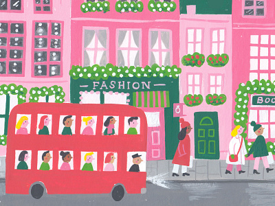 Holiday High Street (WIP) card christmas colour gouache holiday illustration london painting shopping work in progress