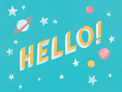 Hello! hello illustration lettering space