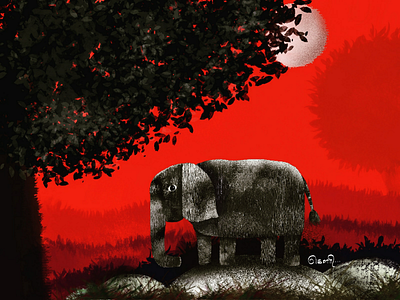 Red rocks ❤️ elephant illustration love for elephants procreate red and black