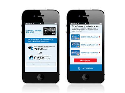 BMO World Elite MasterCard Income Quiz design mobile ui