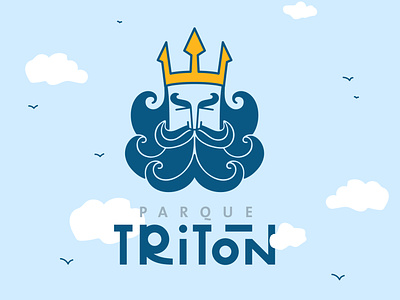 Parque Triton blue brand design branding crown illustration logo sky triton vector