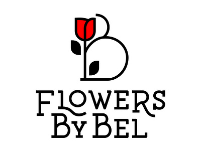 Flowers by Bel Identificador branding flower logo line art linework logo red tulip