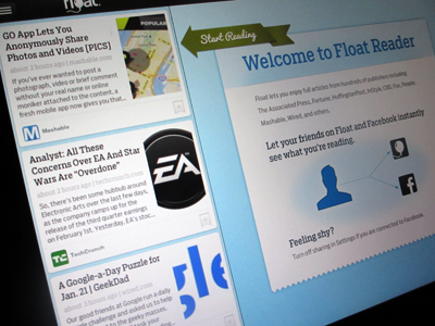 Float Reader For iPad app arrow feed ios ipad social texture ui