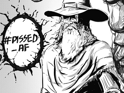 Old Man of NoCountry black and white characterdesign comic art illustration oldman pissed western