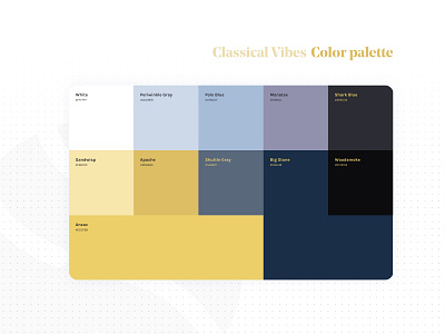 Classical Vibes Music App - Color Palette app app design blue brand design brand identity branding card chromatic color color palette colorscheme colour combination composition gold idenity music palette ui ui design