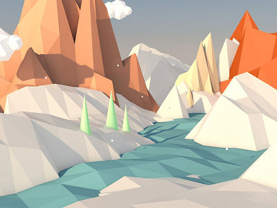 Mountains 3d art cinema 4d illustration