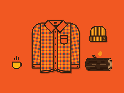 Personal Website illustrations beanie coffee fire flannel illustration wood