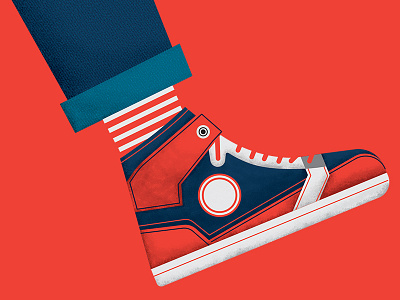 Oh Shoe! editorial illustration jeans sneaker socks textures