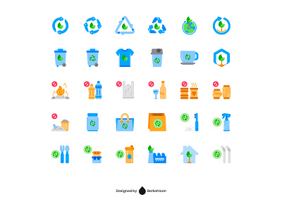Zero Waste Icon Set design flat icon icon icon set iconfinder illustration konmari outline recycle spark joy vector zero waste