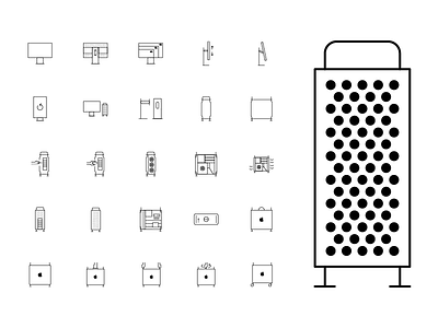 Mac Pro Icon Set apple cheese grater computer design icon icon design iconography imac mac macbook monitor outline pictogram pixel perfect pro set thin ui user interface xdr