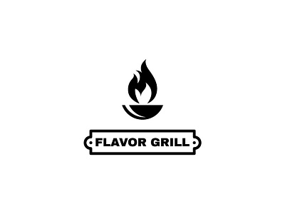 Flavor Grill Logo black and white black and white logo brand design design grill grill logo logo logo design logo designer restaurant restaurant logo vector yasser hassan