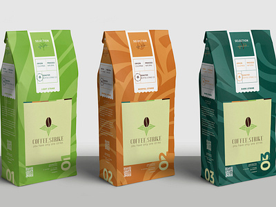 Coffee Pouch Packaging, Branding for Coffee Strike
