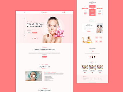 Spa And Beauty Website Landing Page Template Design beauty beauty parlour beauty website clean ui fashion fashion website simple spa and beauty space ui ui design ui designer website template