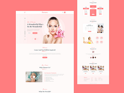 Spa And Beauty Website Landing Page Template Design