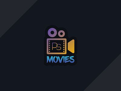 PS Movies Logo app logo design blue gradient illustration movies orange simple