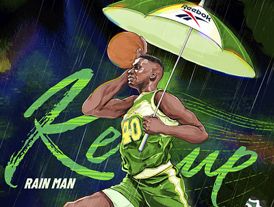 Reebok basketball day illustration Poster x Shawn Kemp branding design graphic design illustration