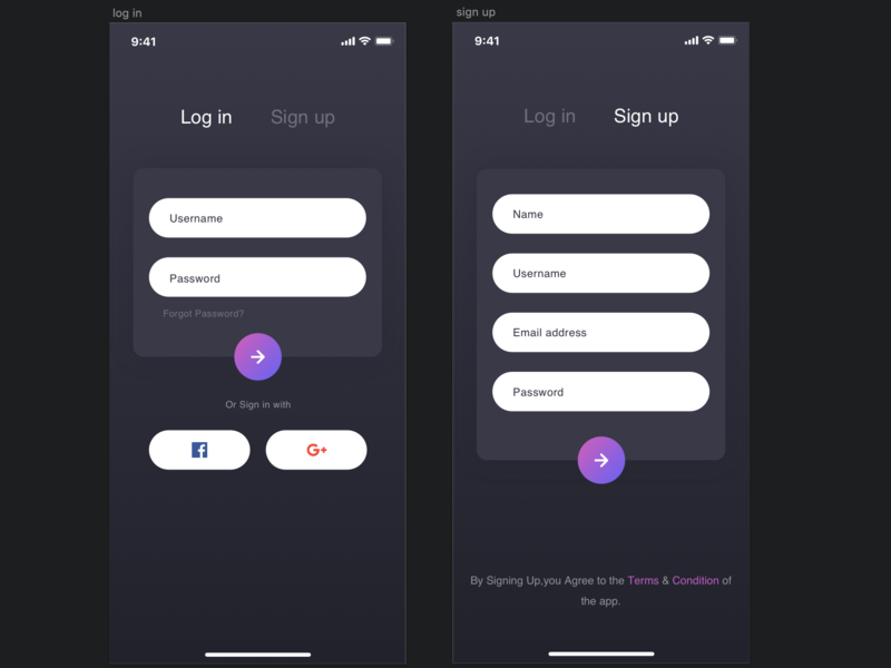 Mobile Authentication Screens by Asim Zaidi on Dribbble